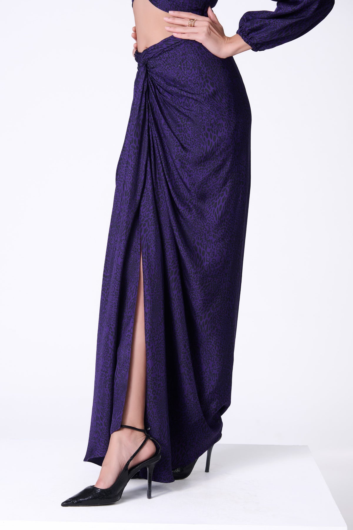 Purple Leopard Print Skirt