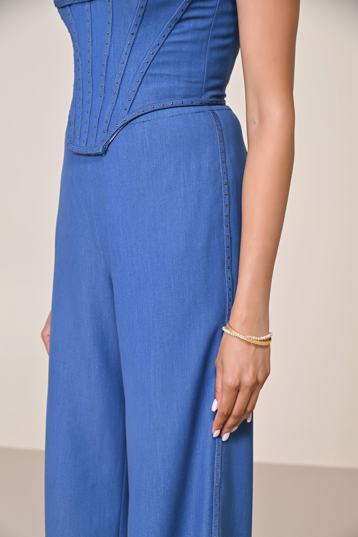 Rivet Flared Denim Trousers