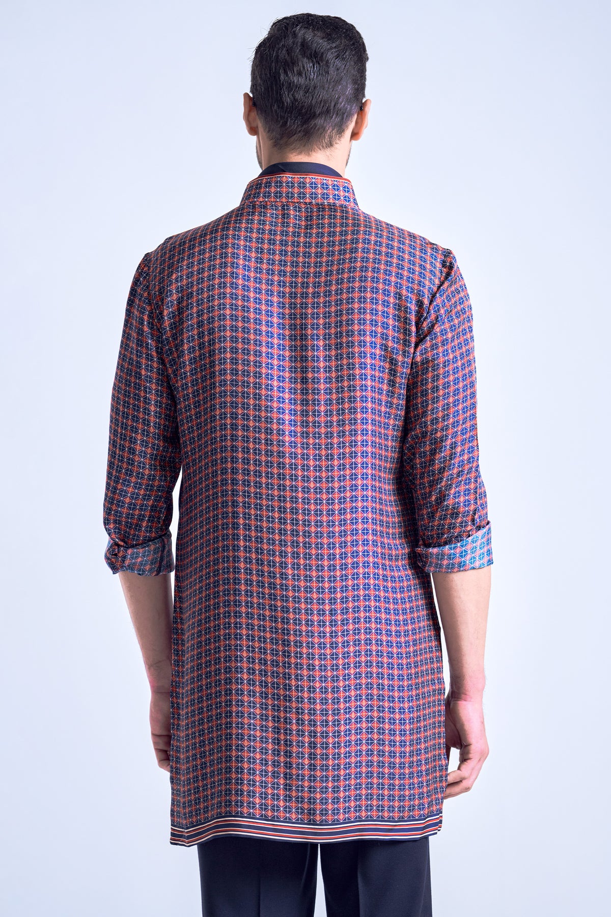 Navy-Cherry Adamas Printed Kurta