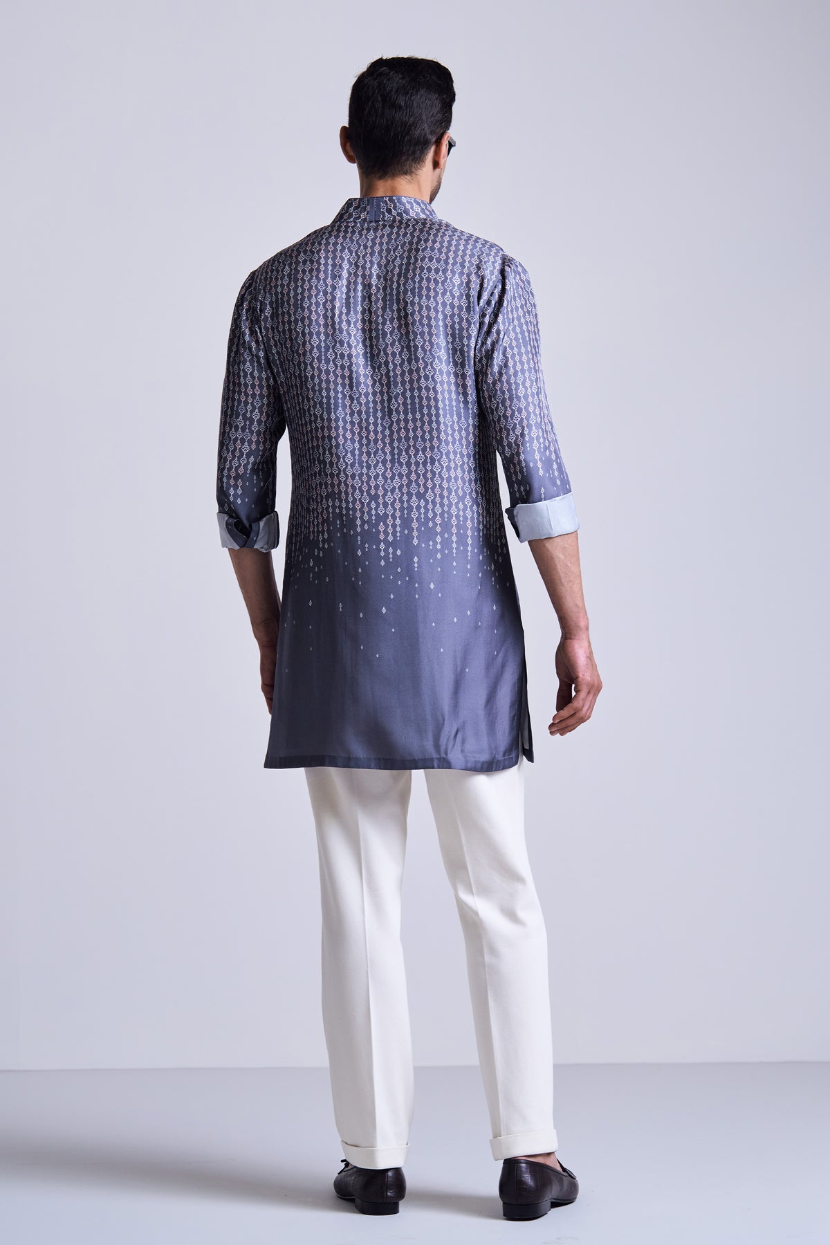 Grey Adamas Gradient Printed Silk Twill Kurta