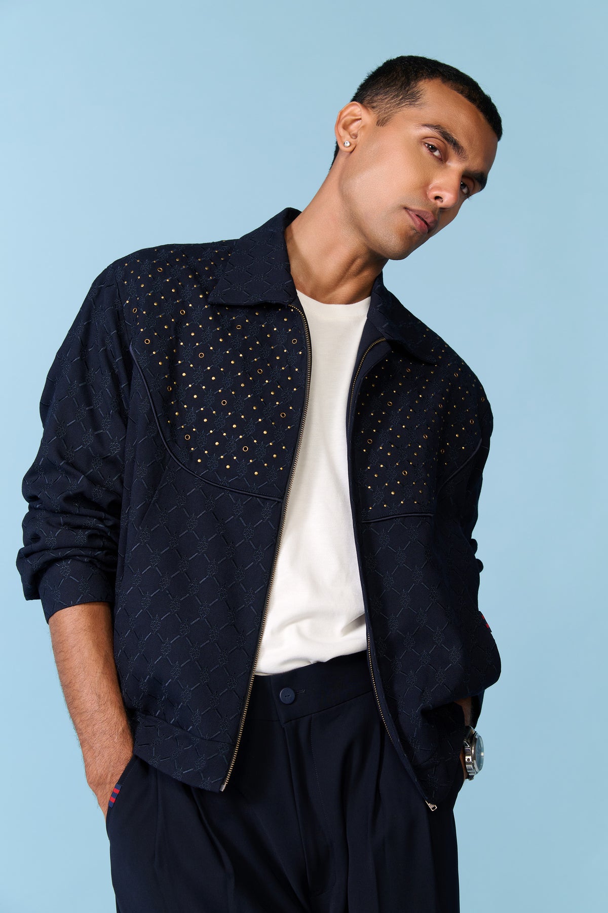 Navy Adamas Etched Layering