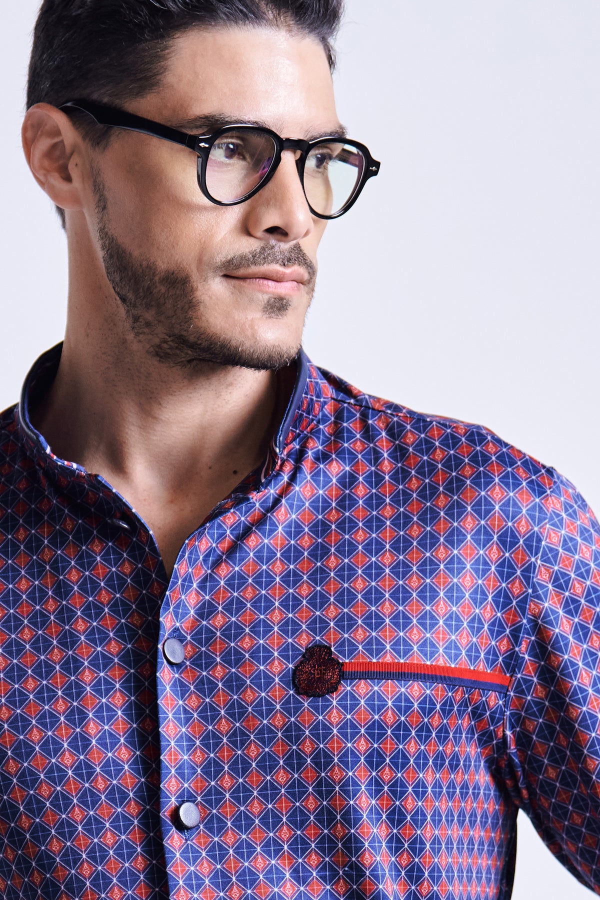 Navy Printed Jersey Shirt