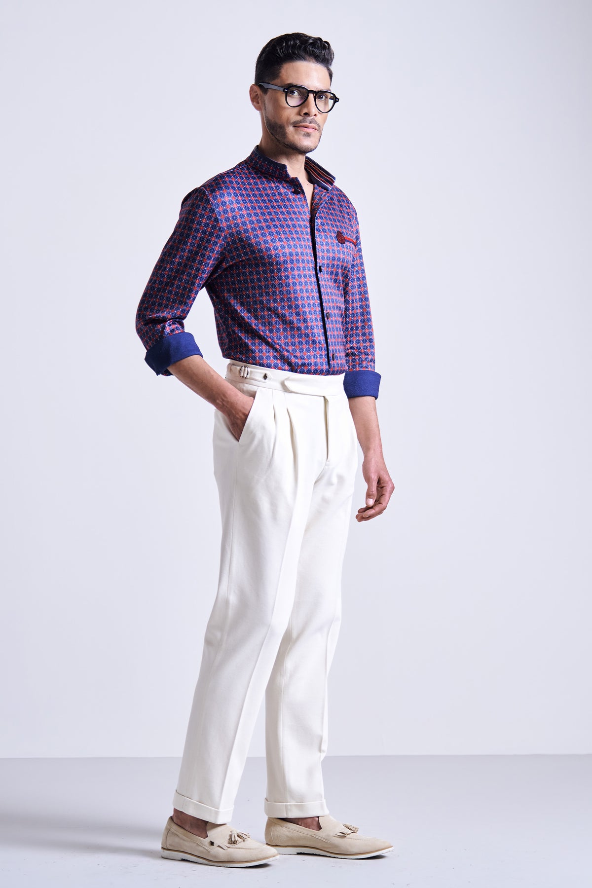 Navy Printed Jersey Shirt