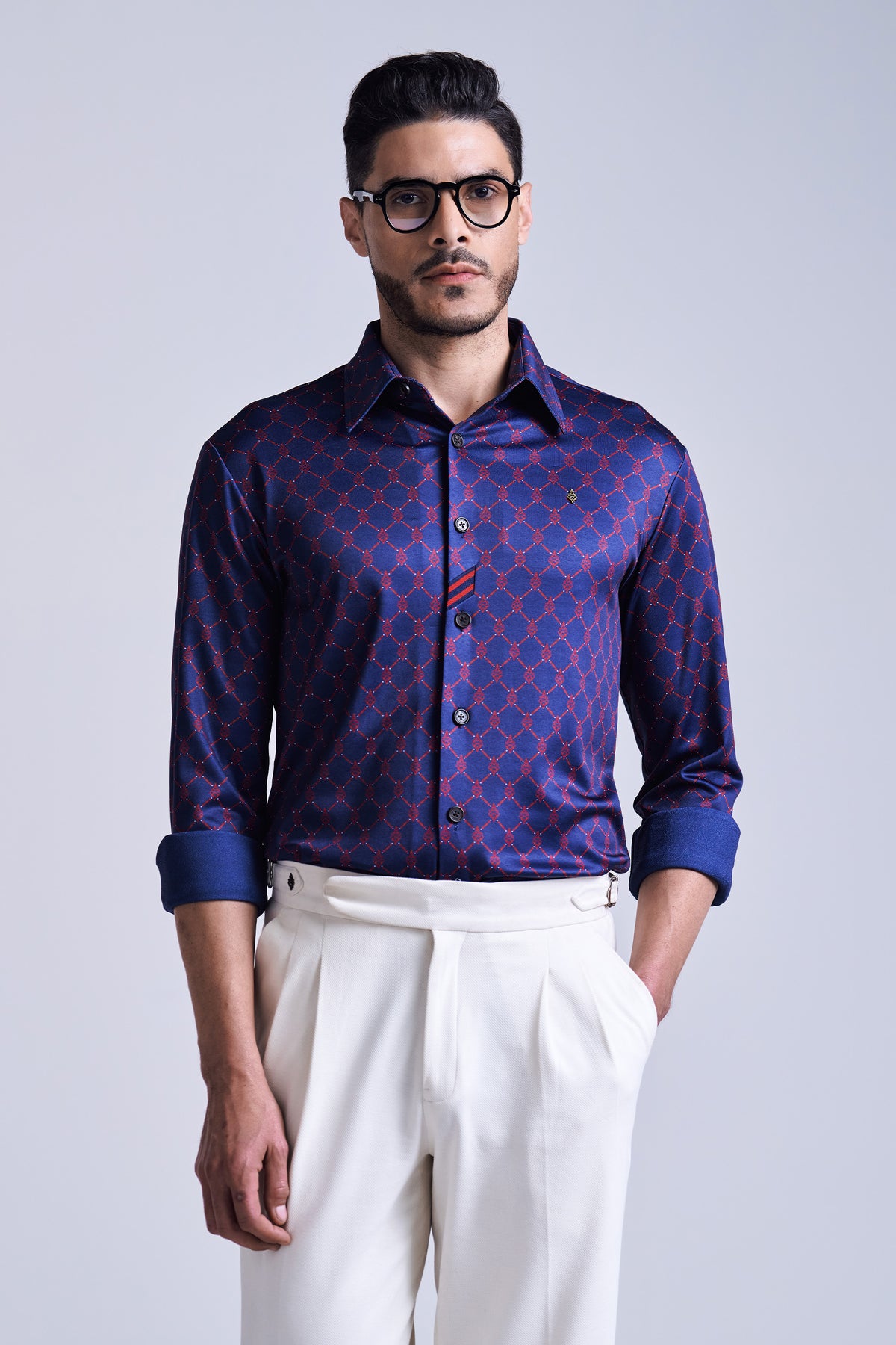 Navy Adamas All Over Print Shirt