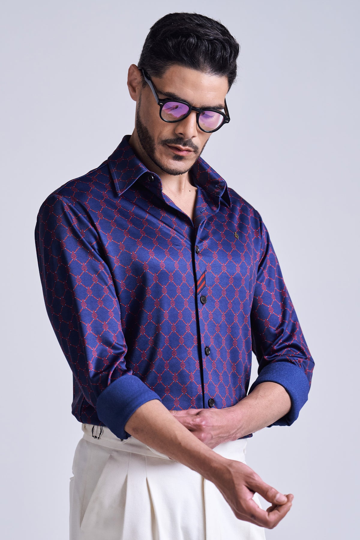 Navy Adamas All Over Print Shirt