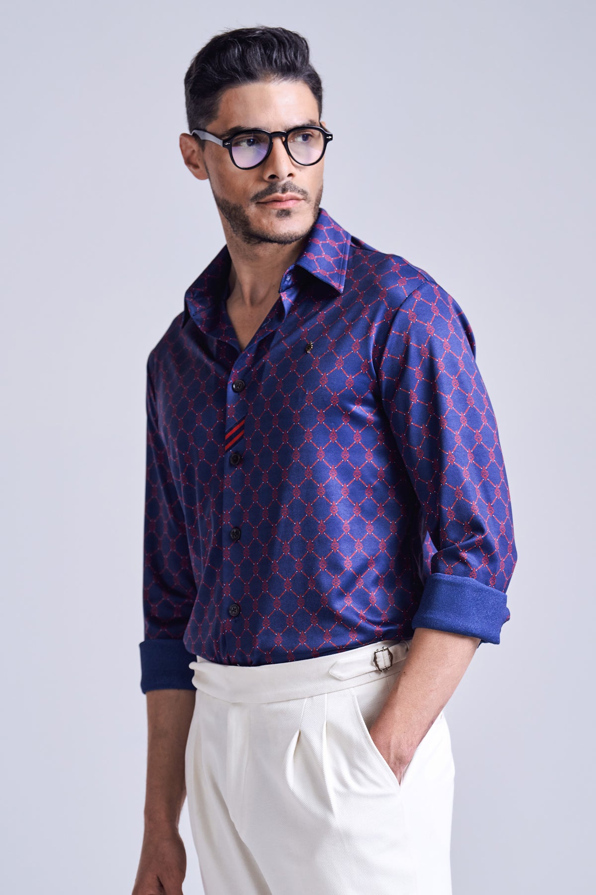 Navy Adamas All Over Print Shirt