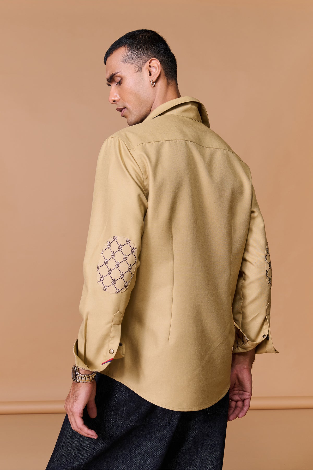 Beige Shirt with Printed Pocket