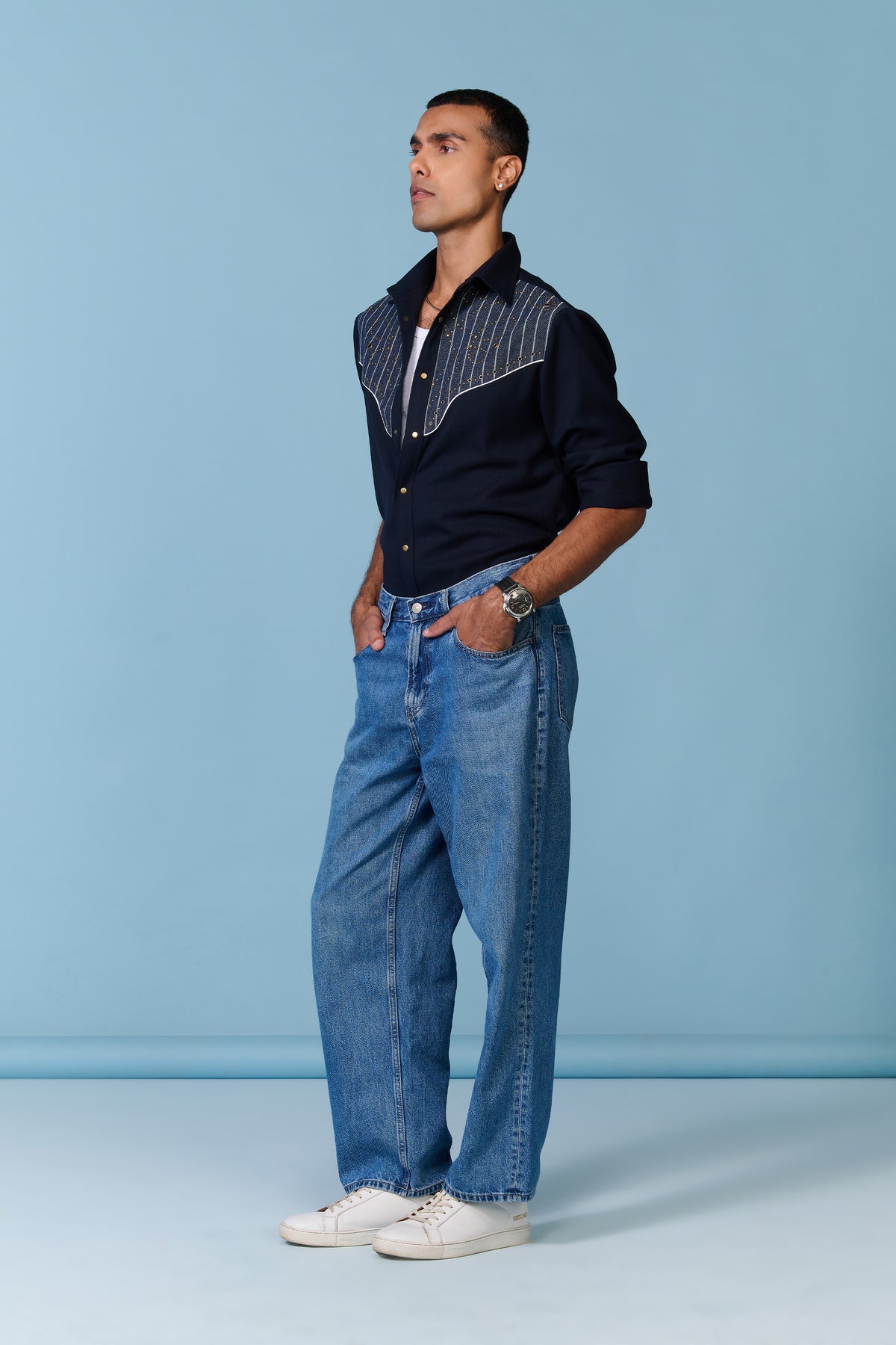 Navy Yoke Shirt