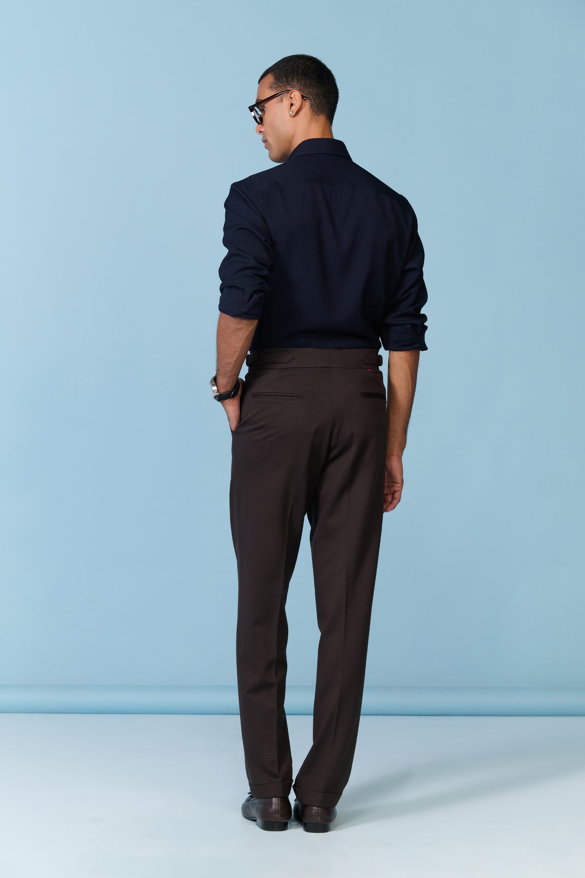 Navy Shirt with Rivet Patch Pocket