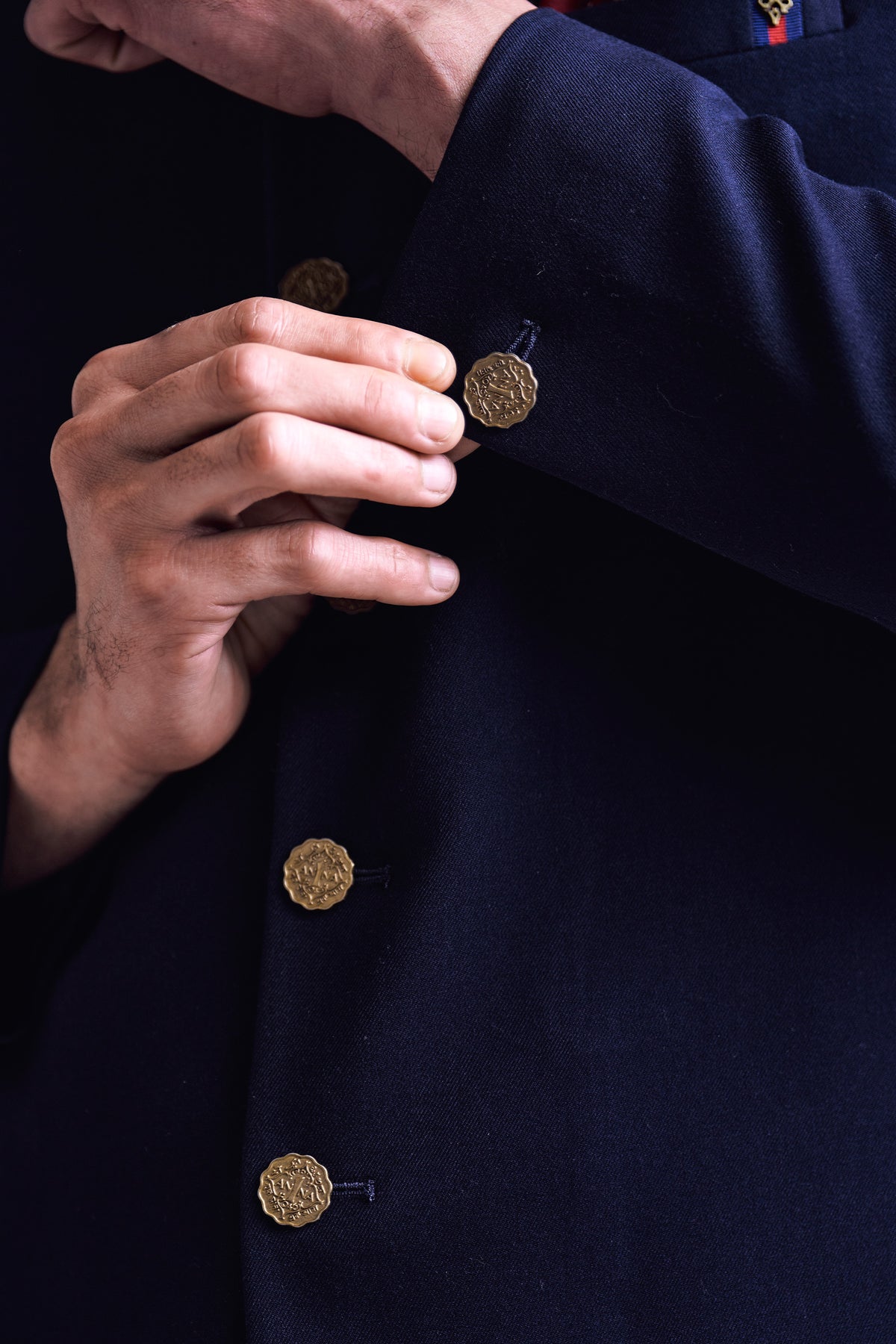 Classic Navy Sherwani with Anna Buttons