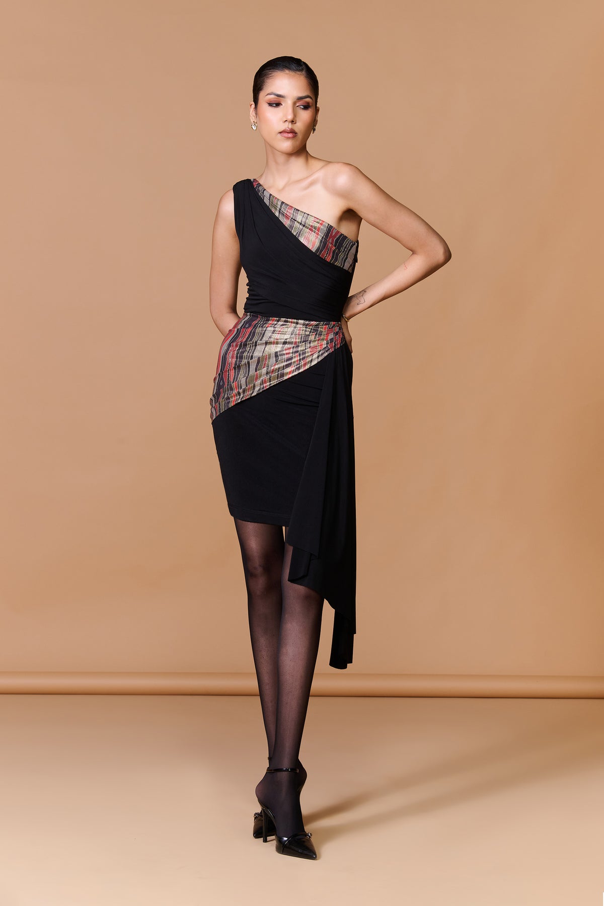 One Shoulder Drape Dress