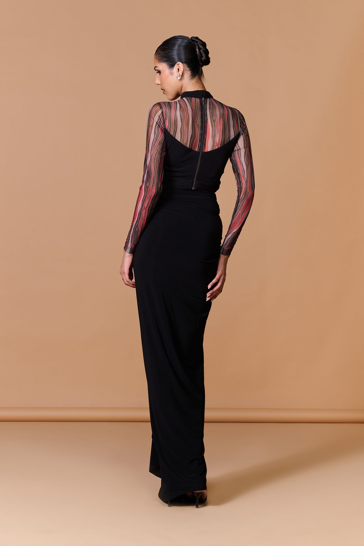 Black Sheer Drape Top