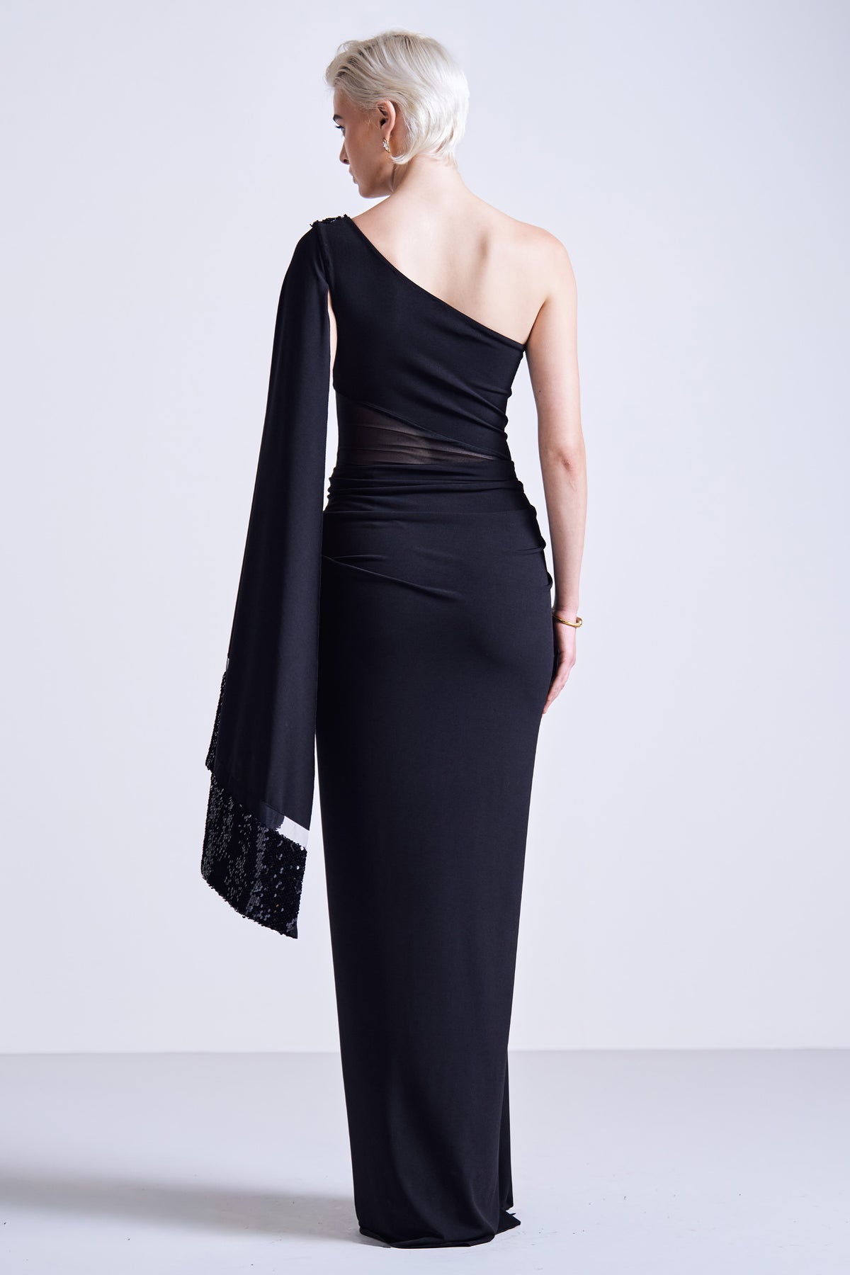 One-Shoulder Sequin Gown