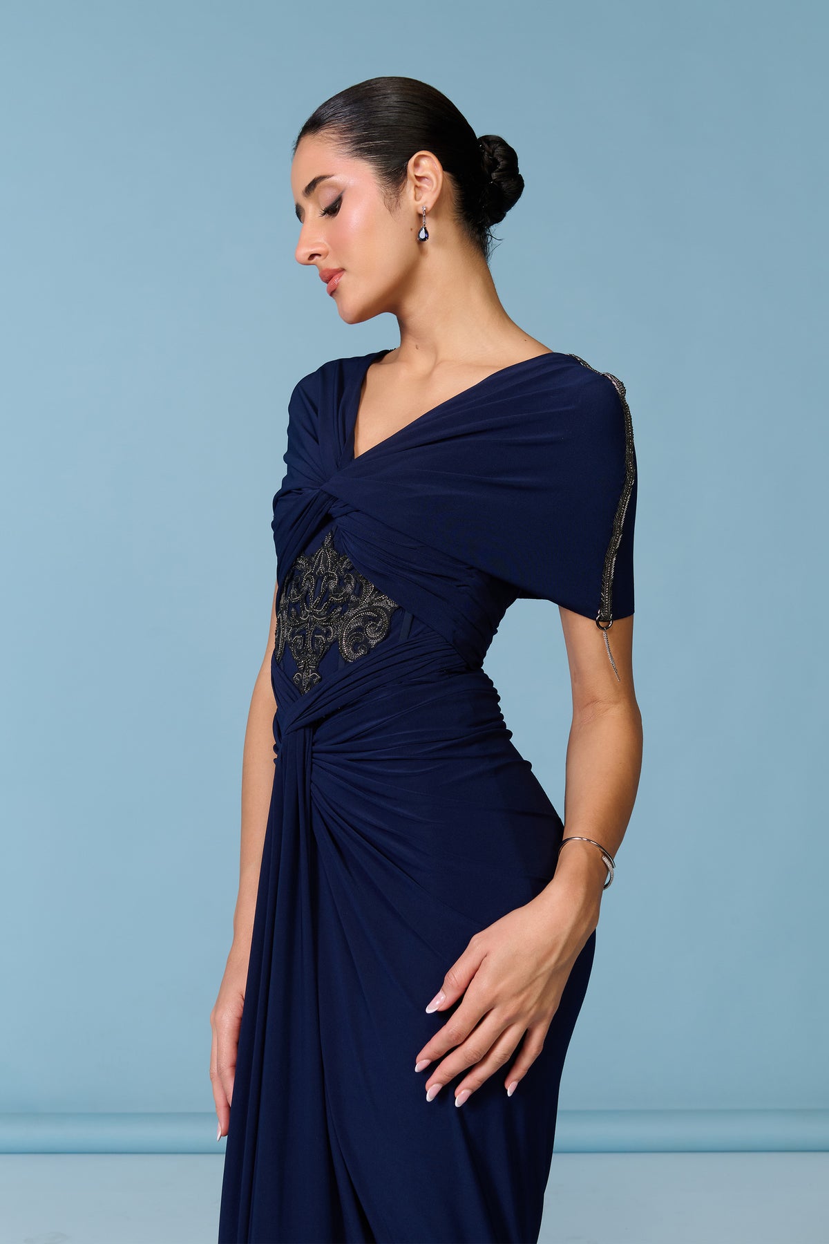 Navy Twisted Gown