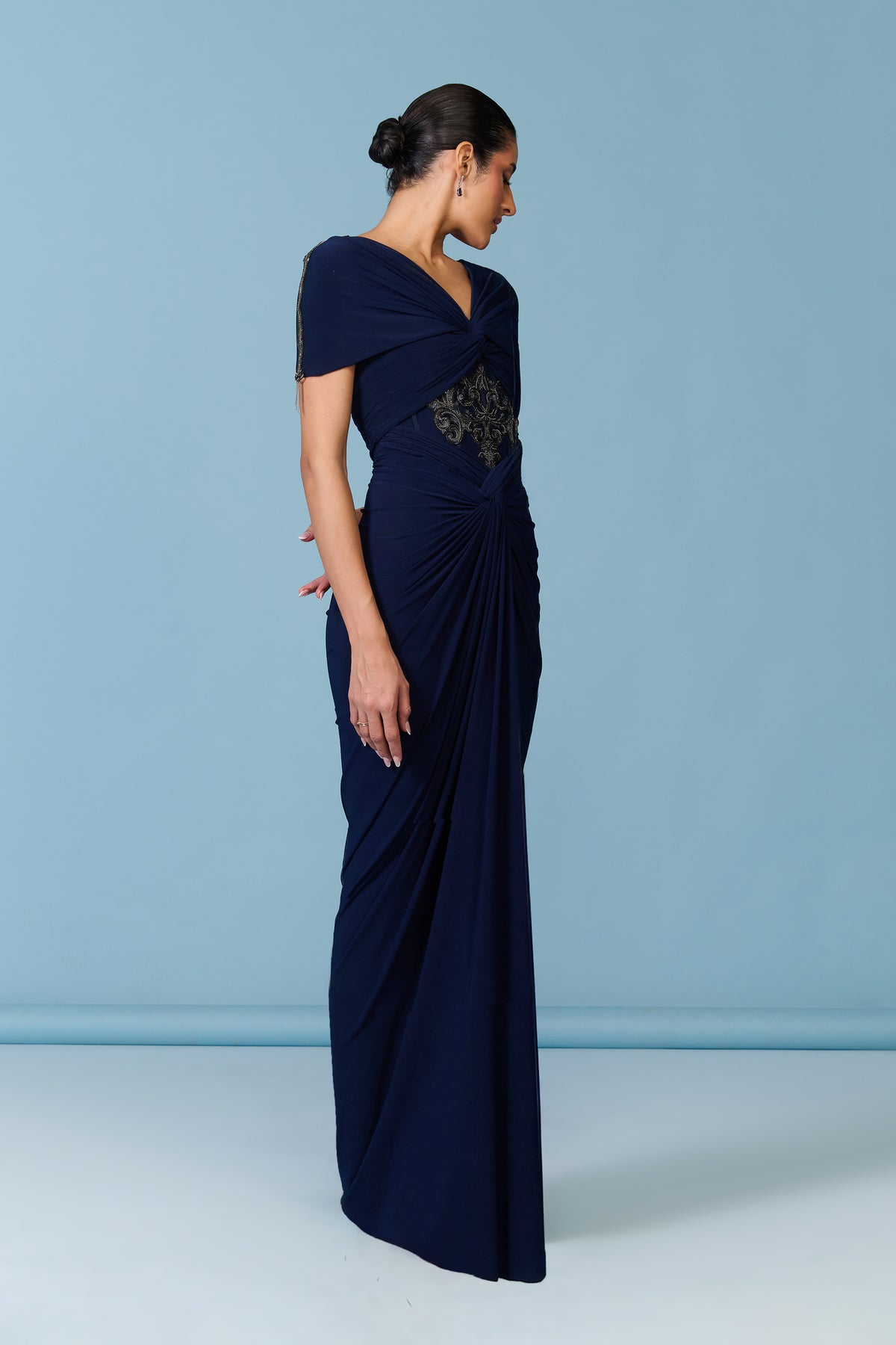 Navy Twisted Gown