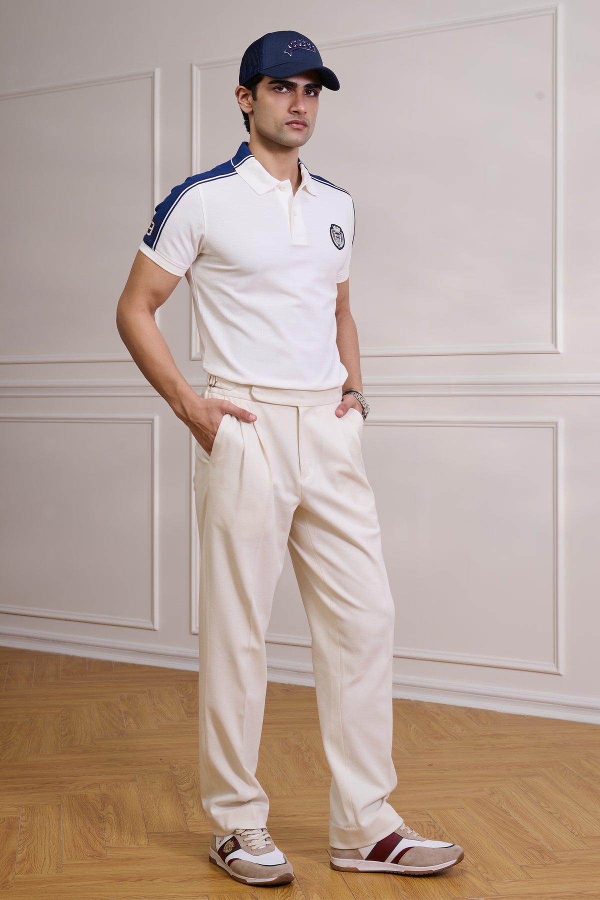 SNCC White Supima Colour-Block Yorker