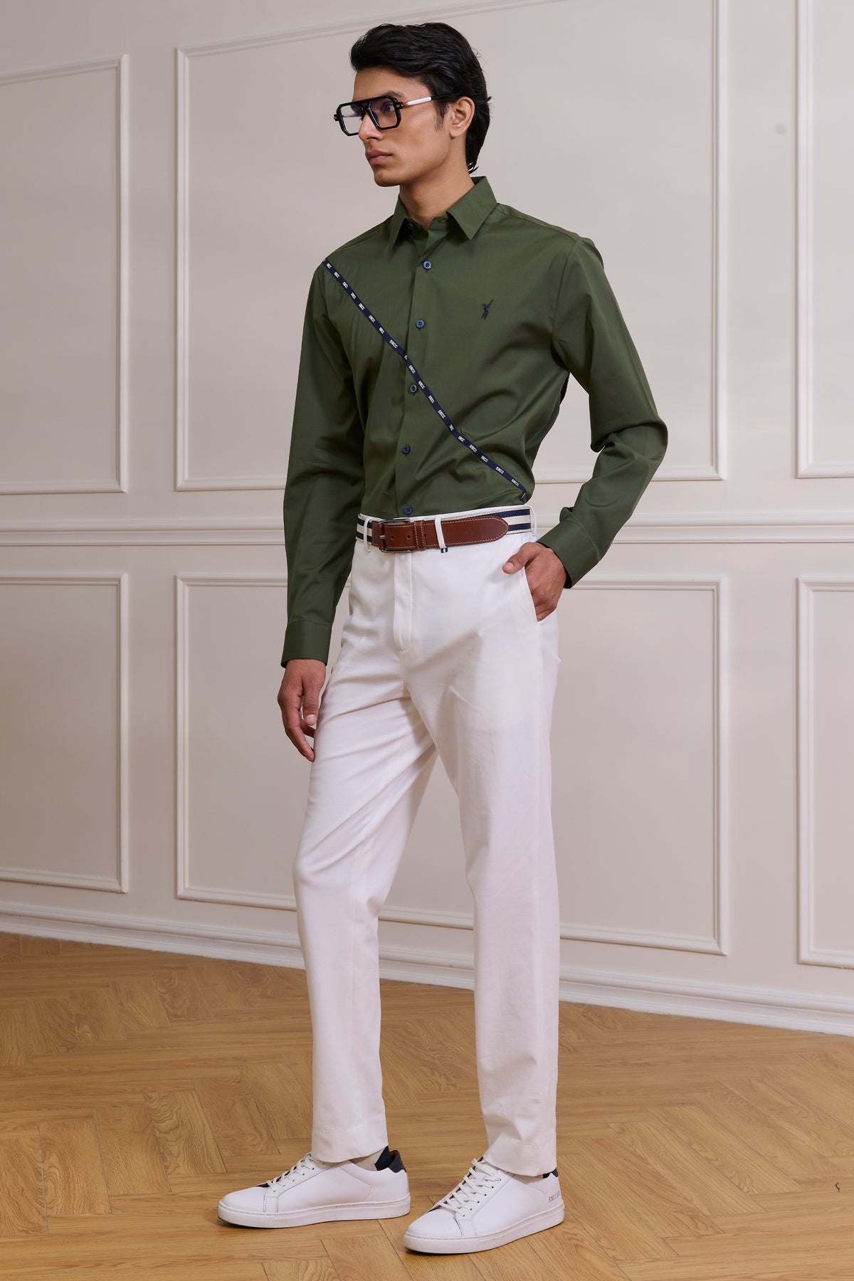 SNCC Olive Diagonal Tape Shirt