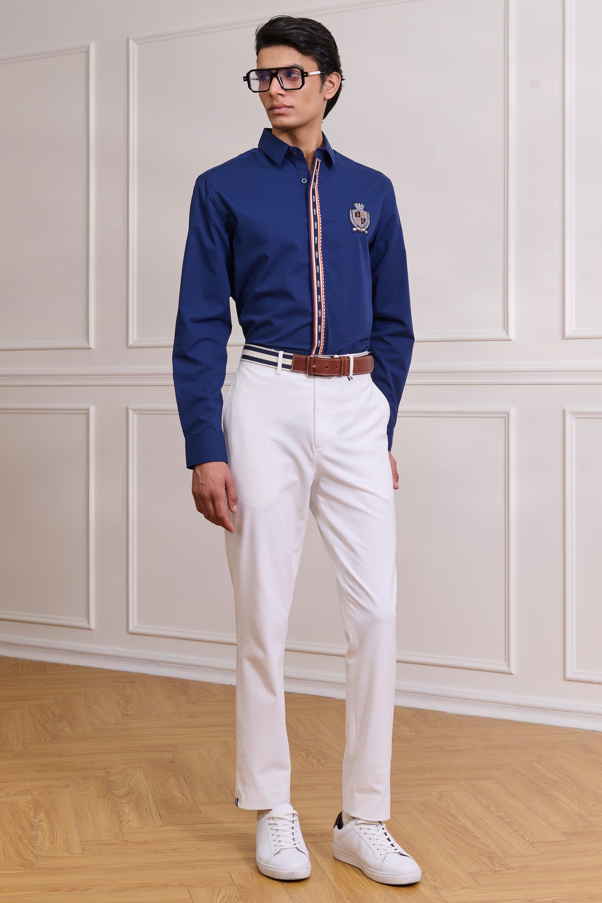 SNCC Navy Shirt with Tape-Trimmed Placket