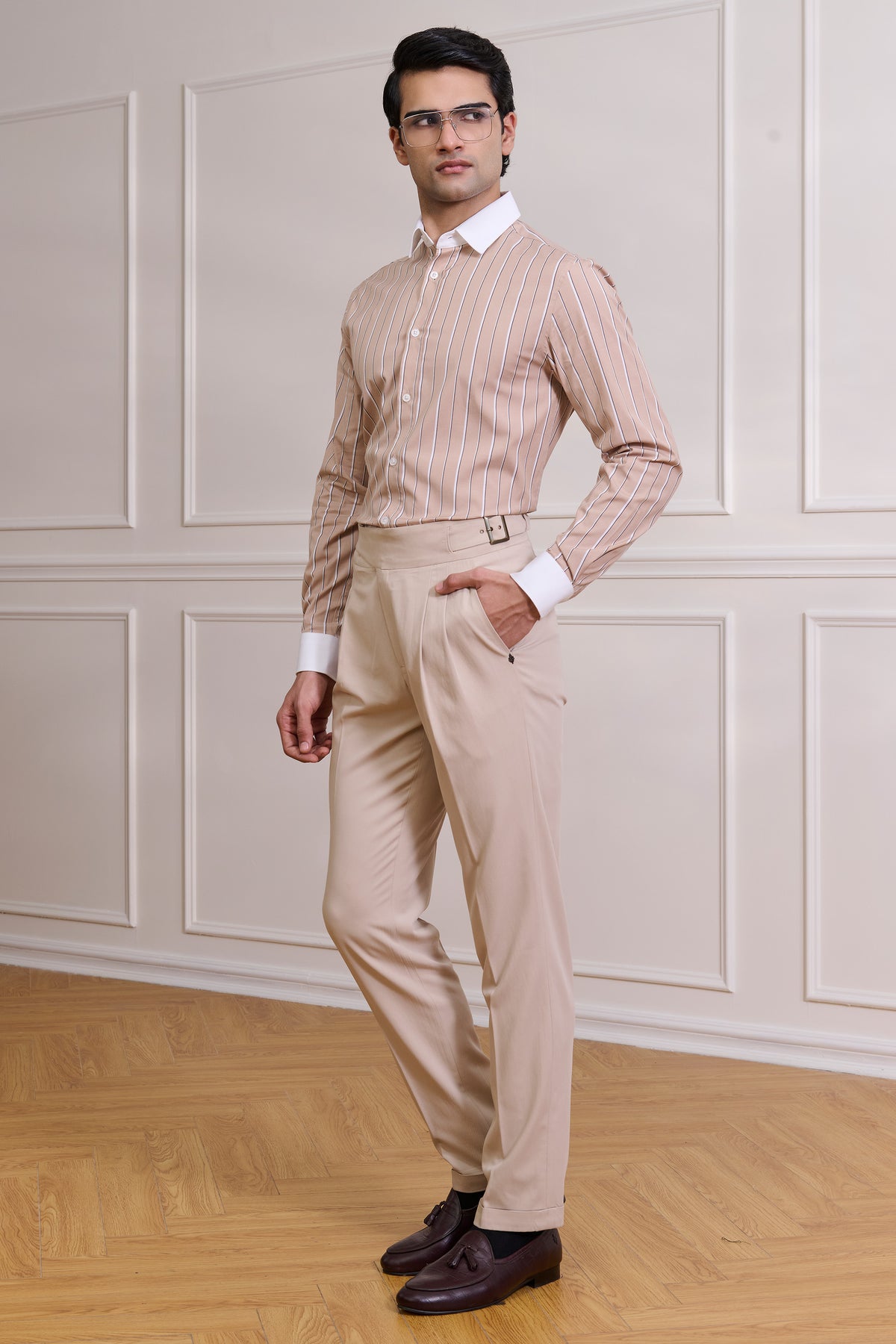 SNCC Tan Striped Shirt