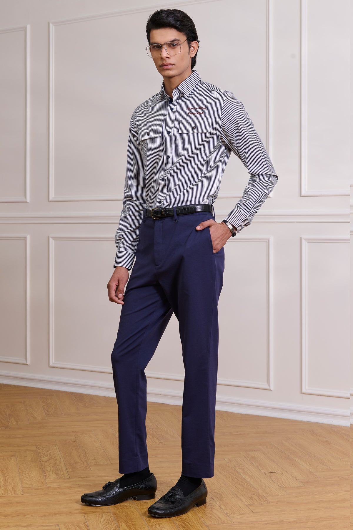 SNCC Navy Striped Utility Shirt