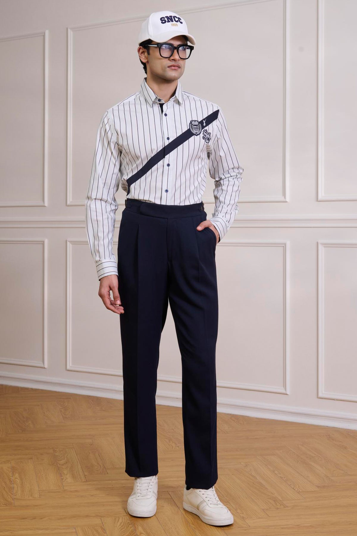 SNCC Diagonal Crest Stripe Shirt