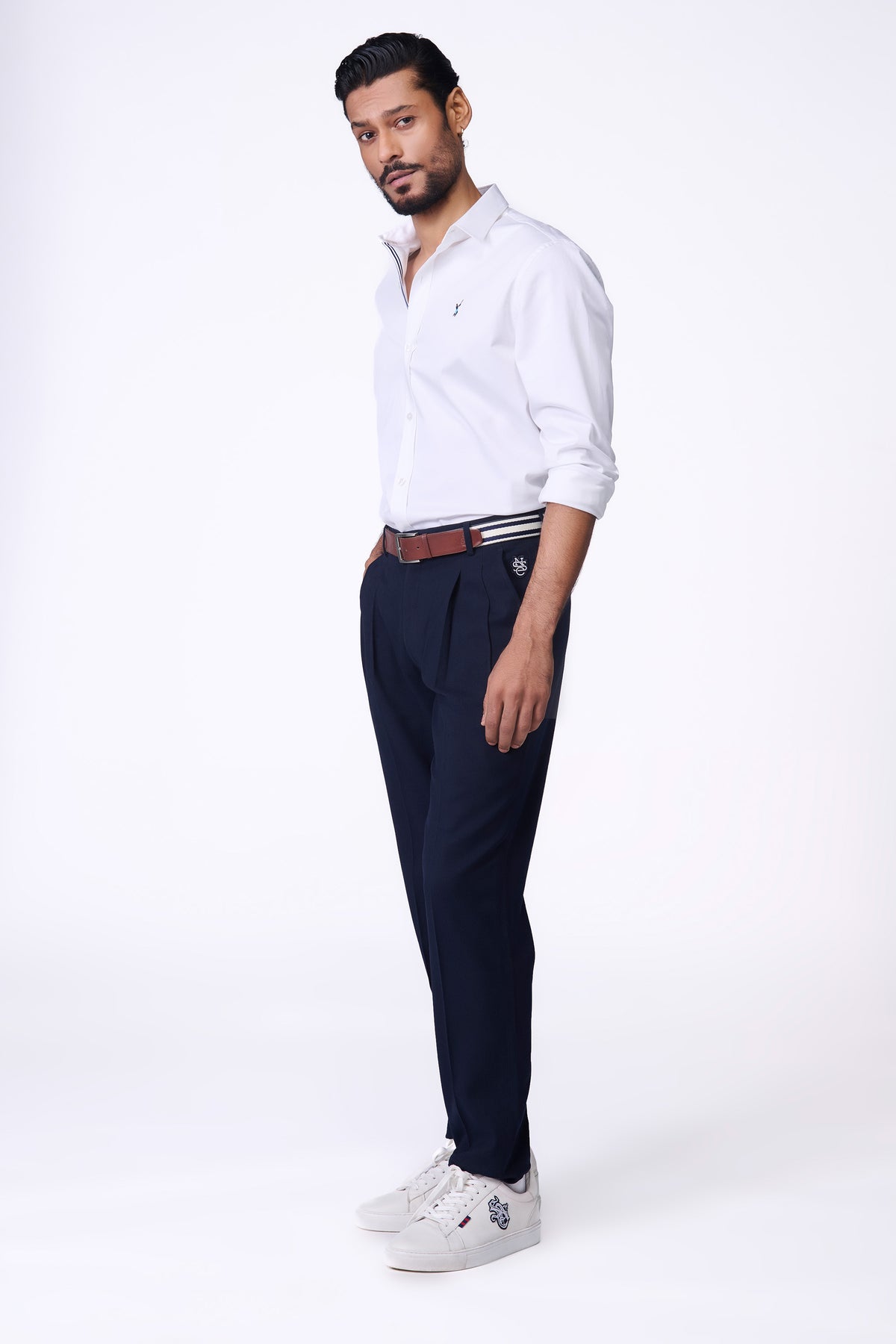 SNCC White Shirt with Striped Taping Placket.