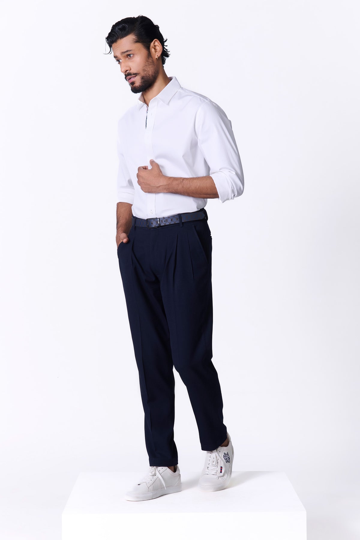 SNCC White Shirt with Striped Taping Placket