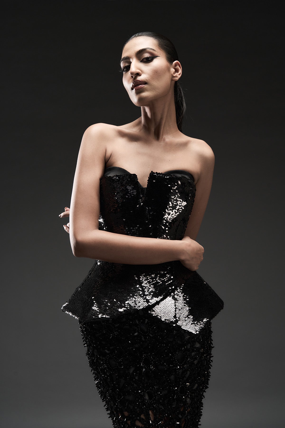 Sequin Peplum Corset Top