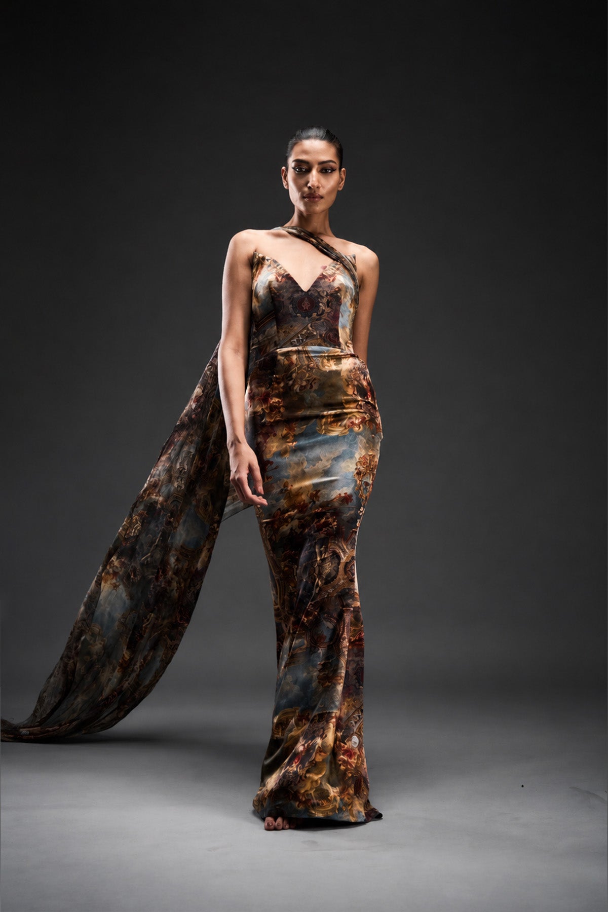 Duomo Print Drape Gown