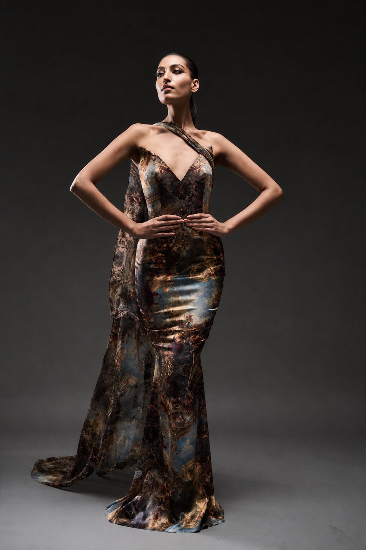 Duomo Print Drape Gown