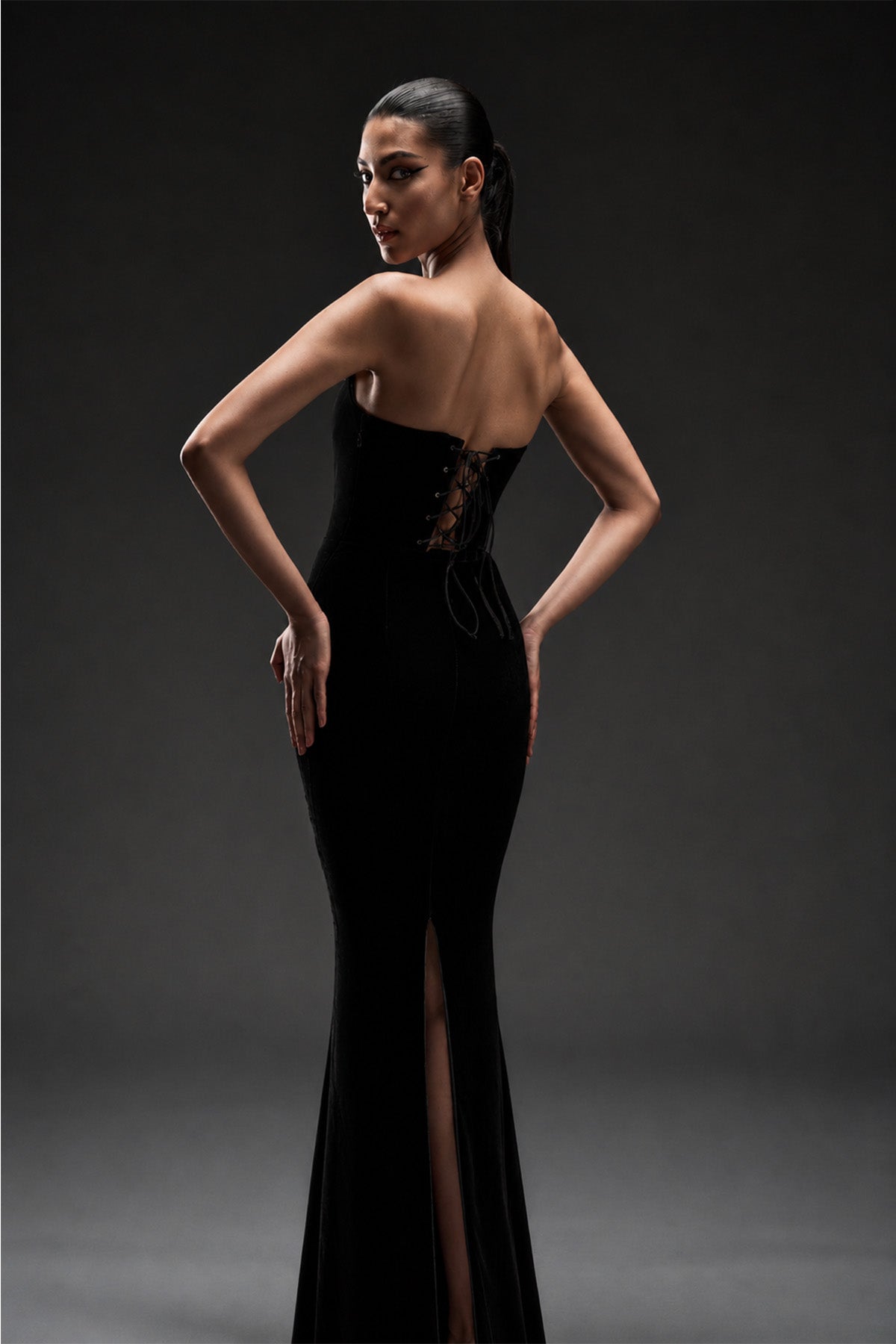 Metallic Leaf Velvet Gown
