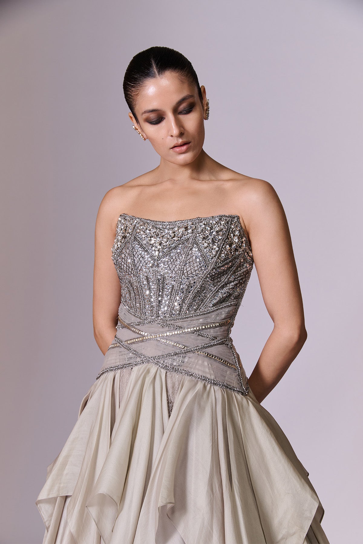 Slate Grey Embellished Gown