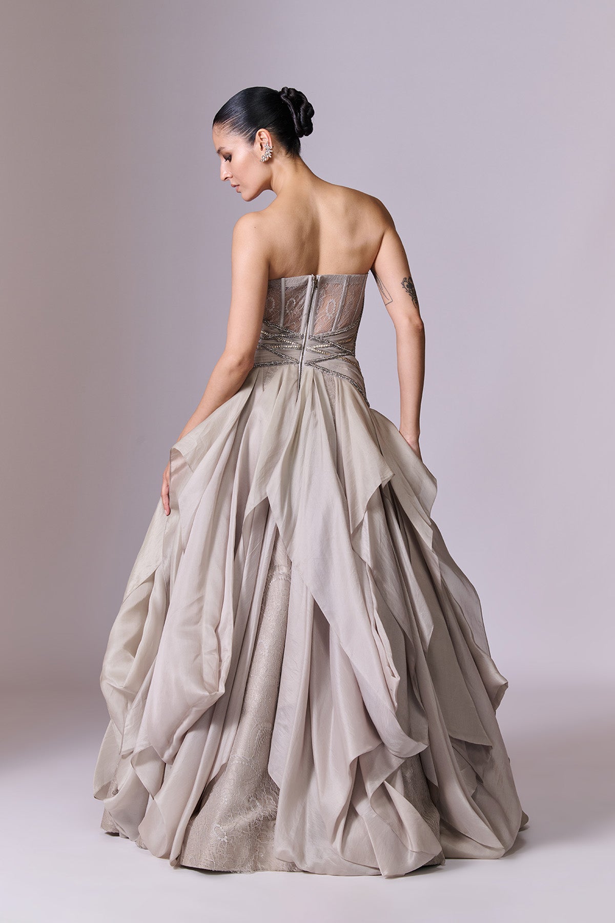 Slate Grey Embellished Gown