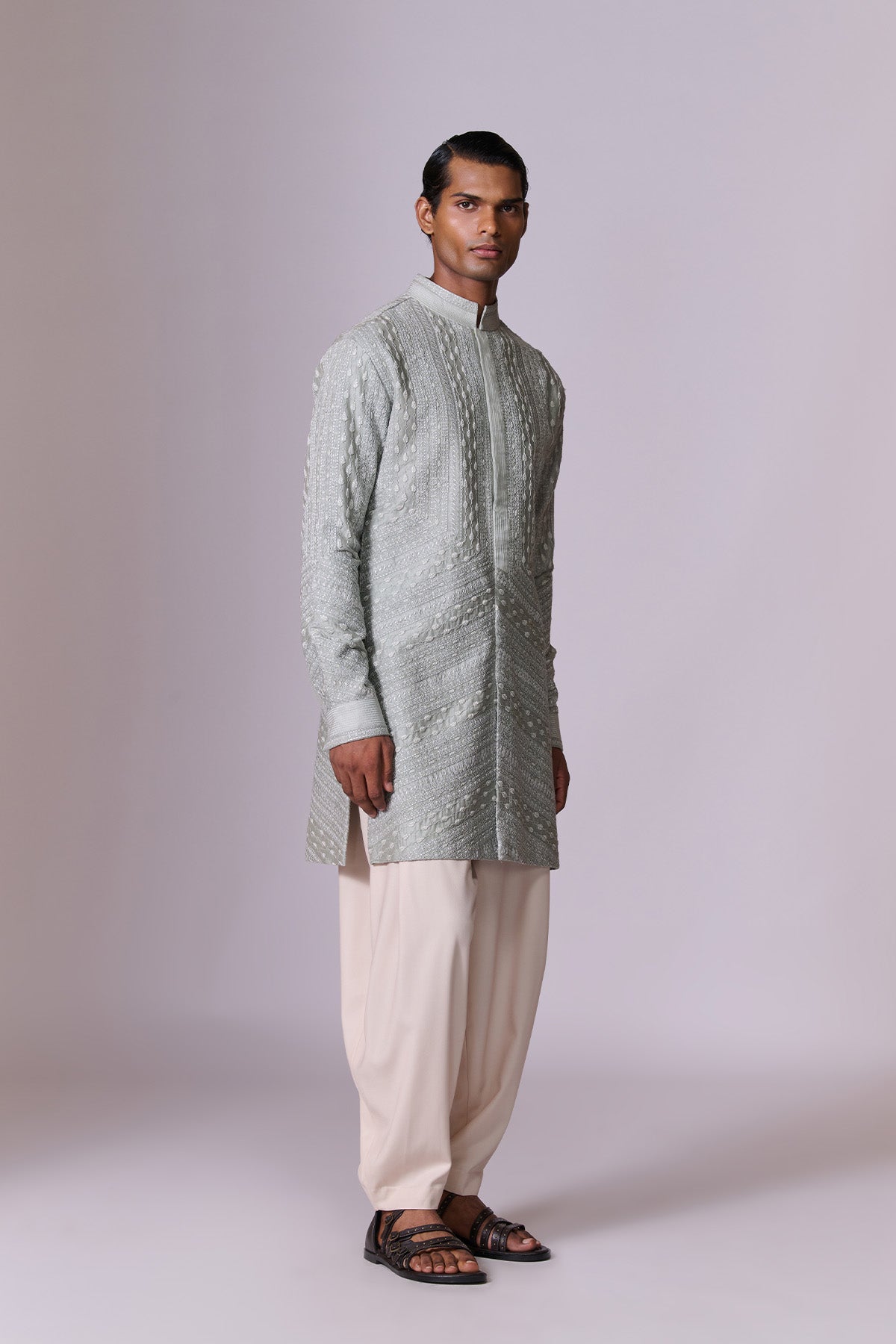 Aqua Tonal Embroidery Kurta Set