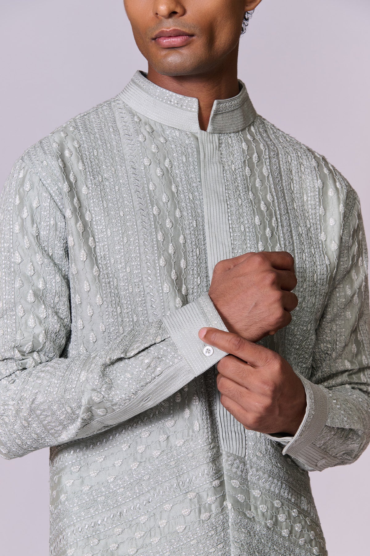 Aqua Tonal Embroidery Kurta Set