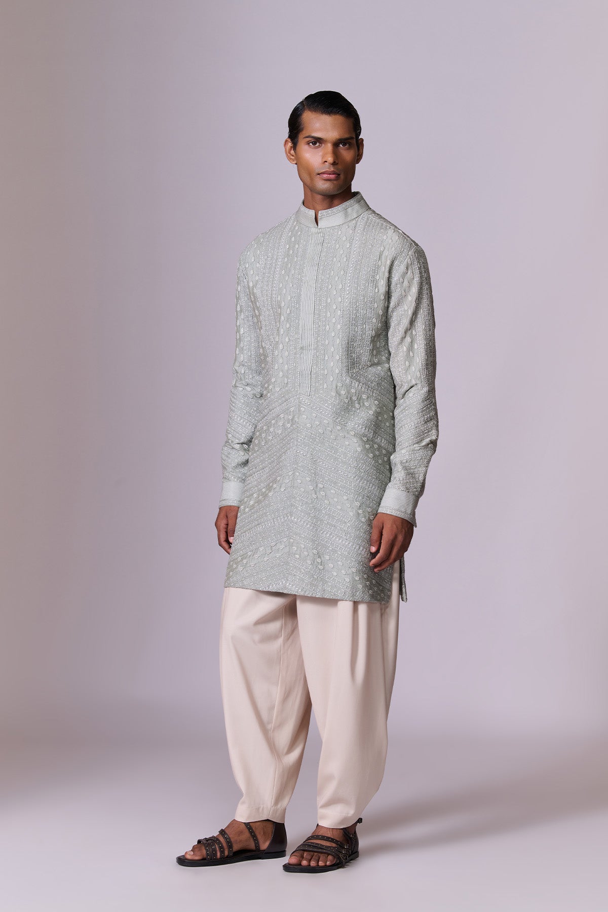 Aqua Tonal Embroidery Kurta Set