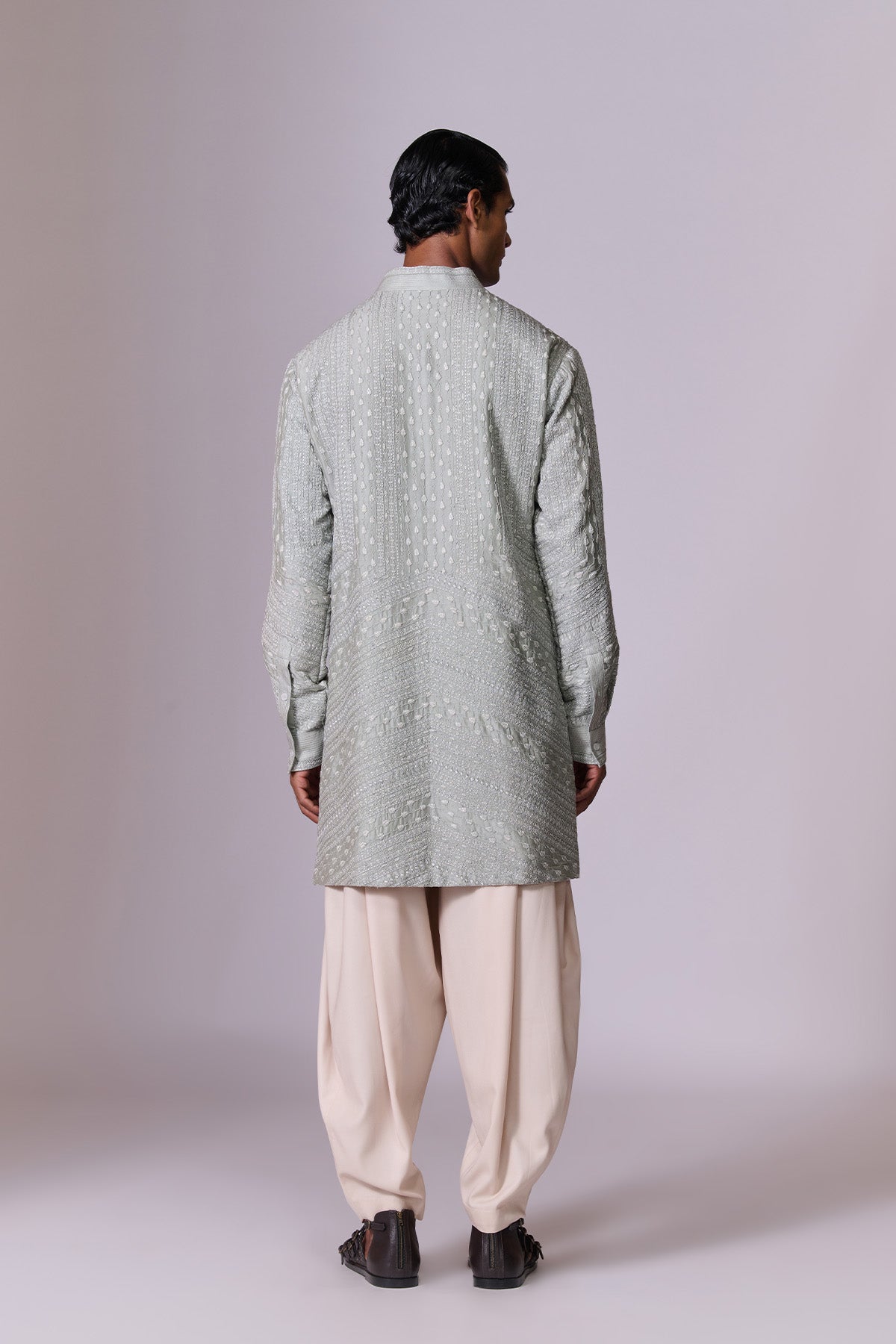 Aqua Tonal Embroidery Kurta Set