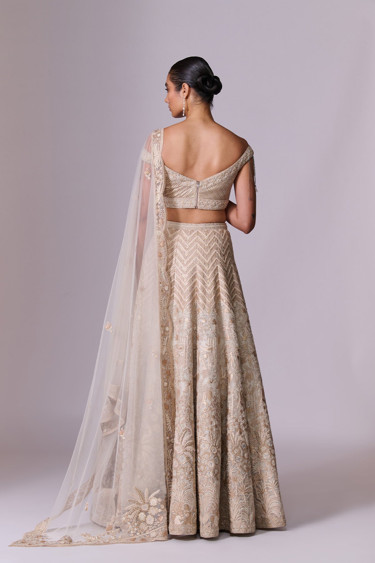 Ivory Sculpted Lehenga Set