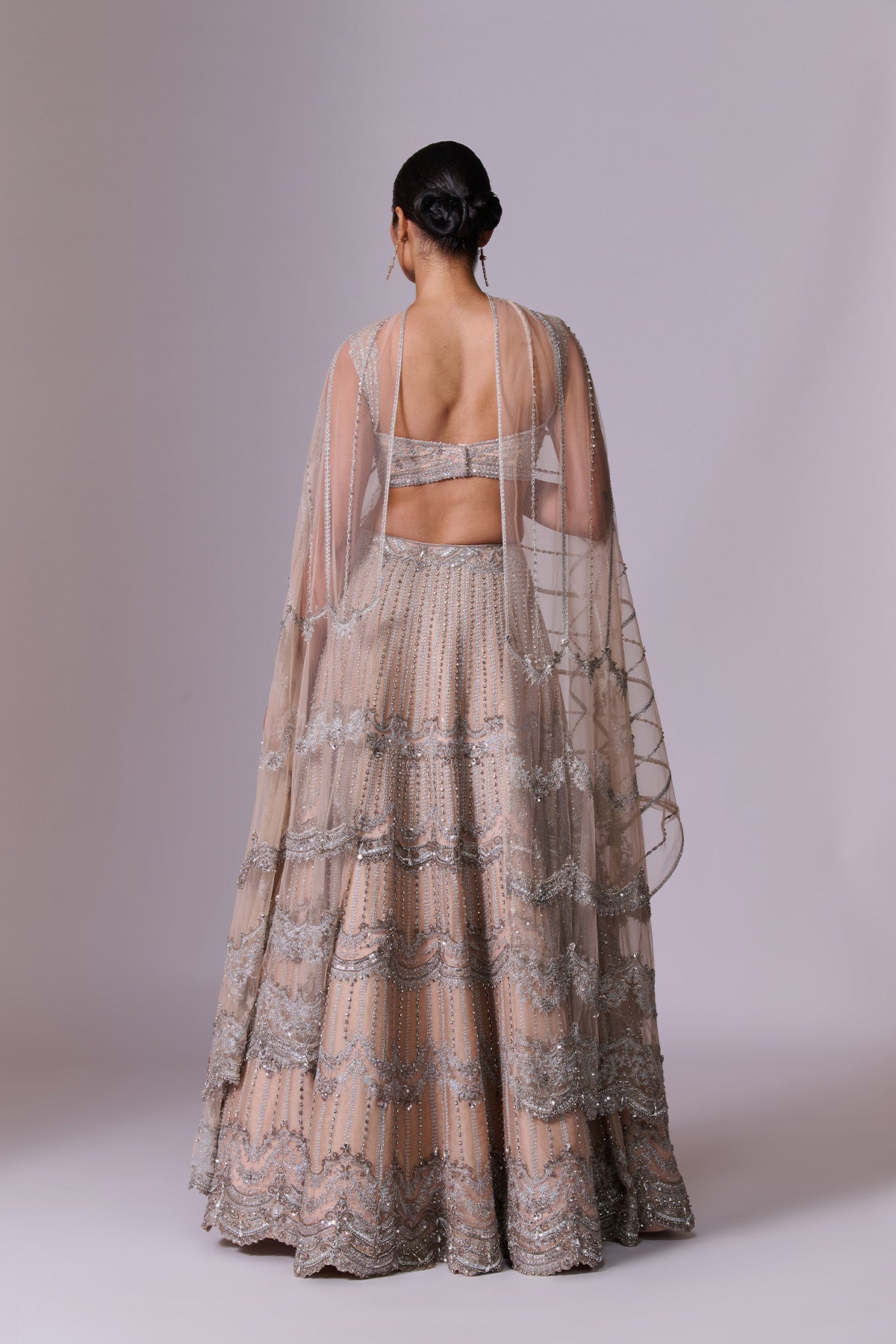 Scalloped-Border Embroidered Lehenga Set