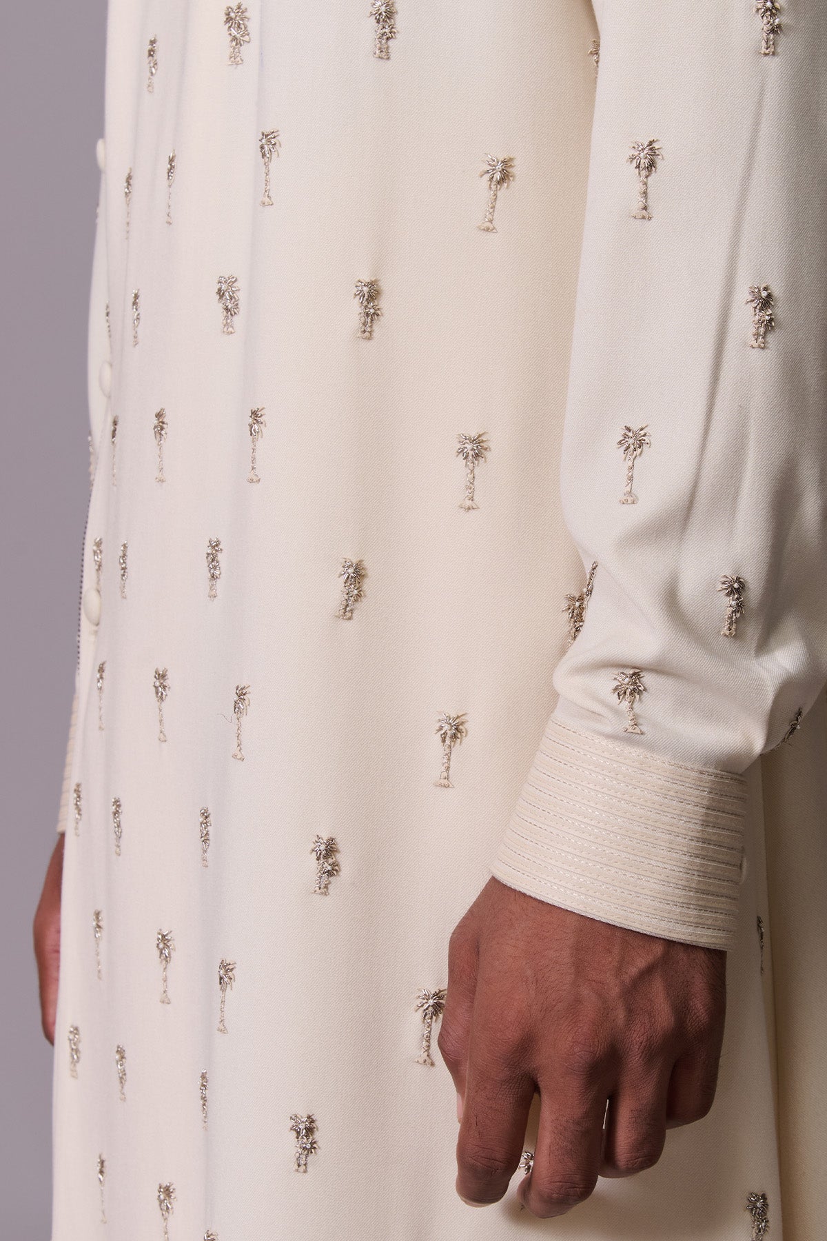 Ivory Embroidered Asymmetric Kurta