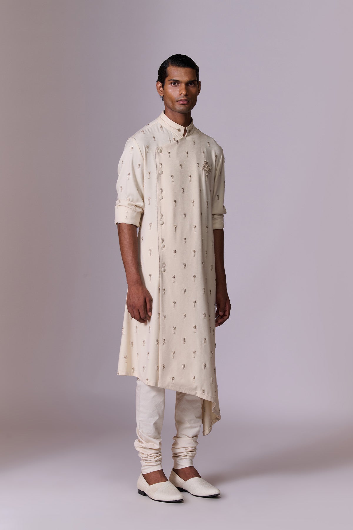 Ivory Embroidered Asymmetric Kurta