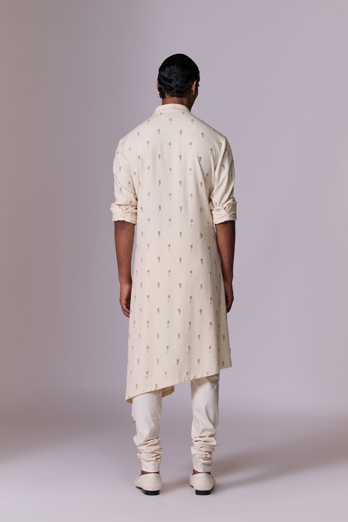 Ivory Embroidered Asymmetric Kurta