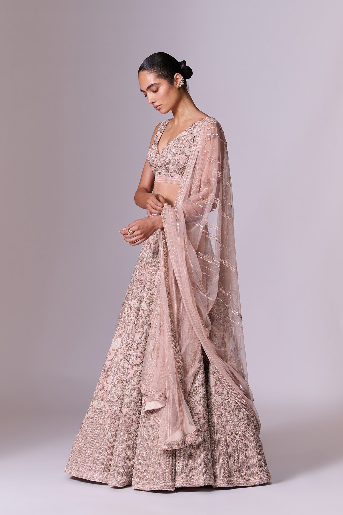 Snow Pink Embroidered Lehenga Set