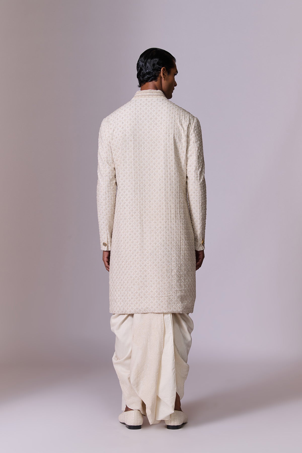 Ivory Embroidered Sherwani Set