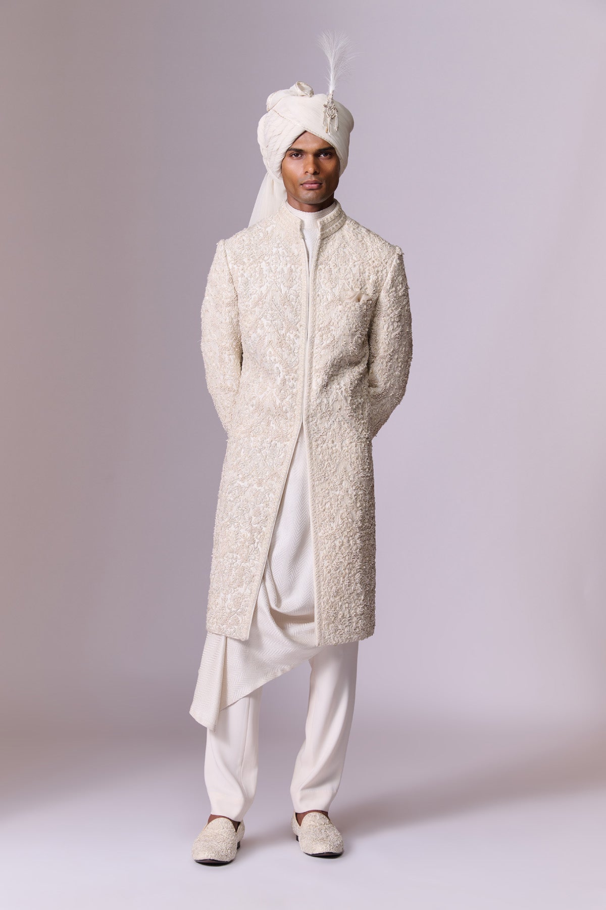 Ivory Pearl Embroidered Sherwani Set