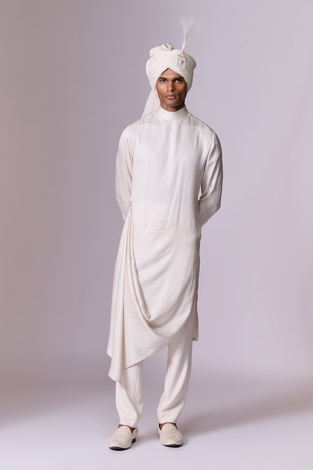 Ivory Pearl Embroidered Sherwani Set