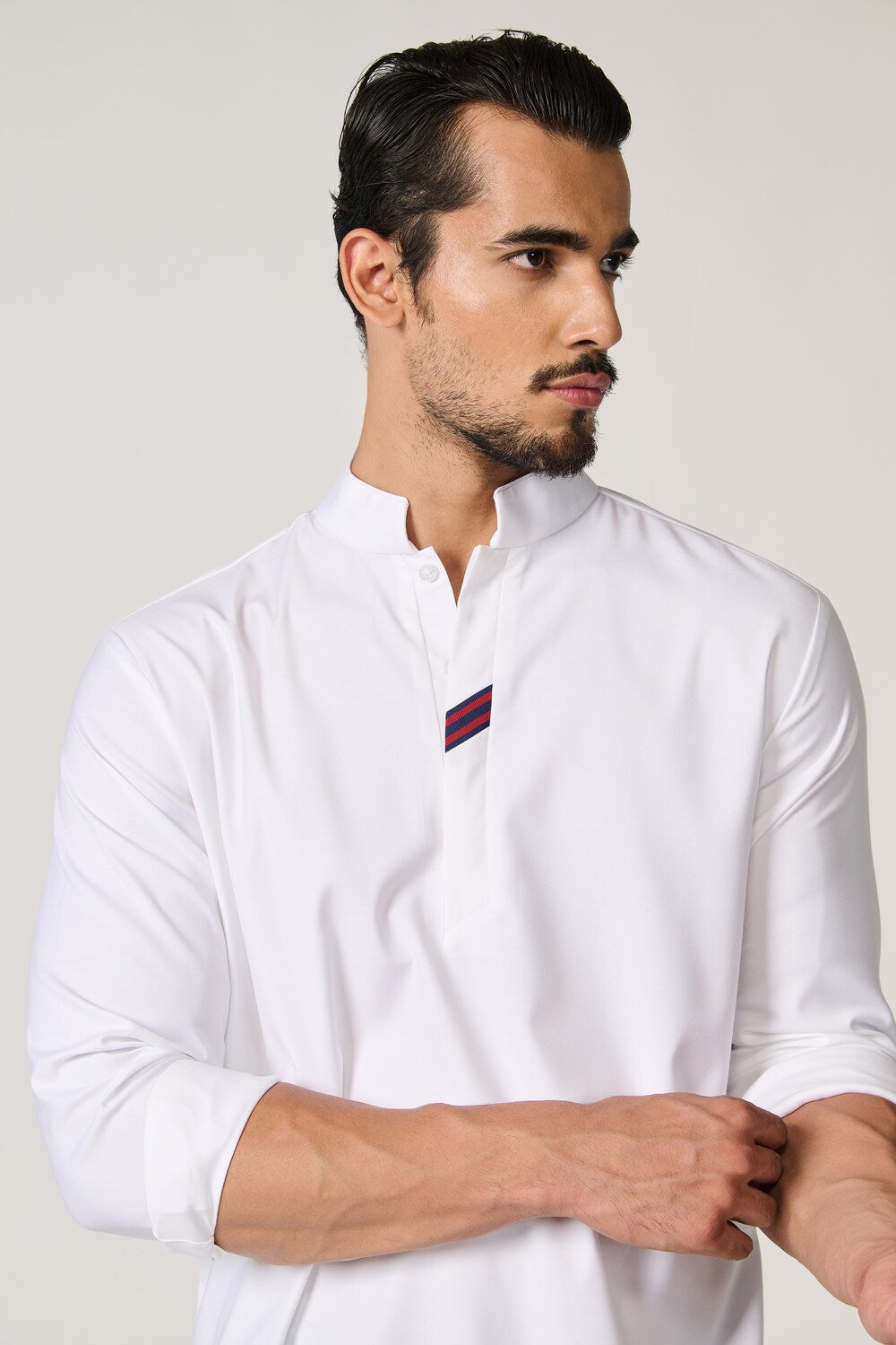 Off white Tape-Detail Classic Kurta