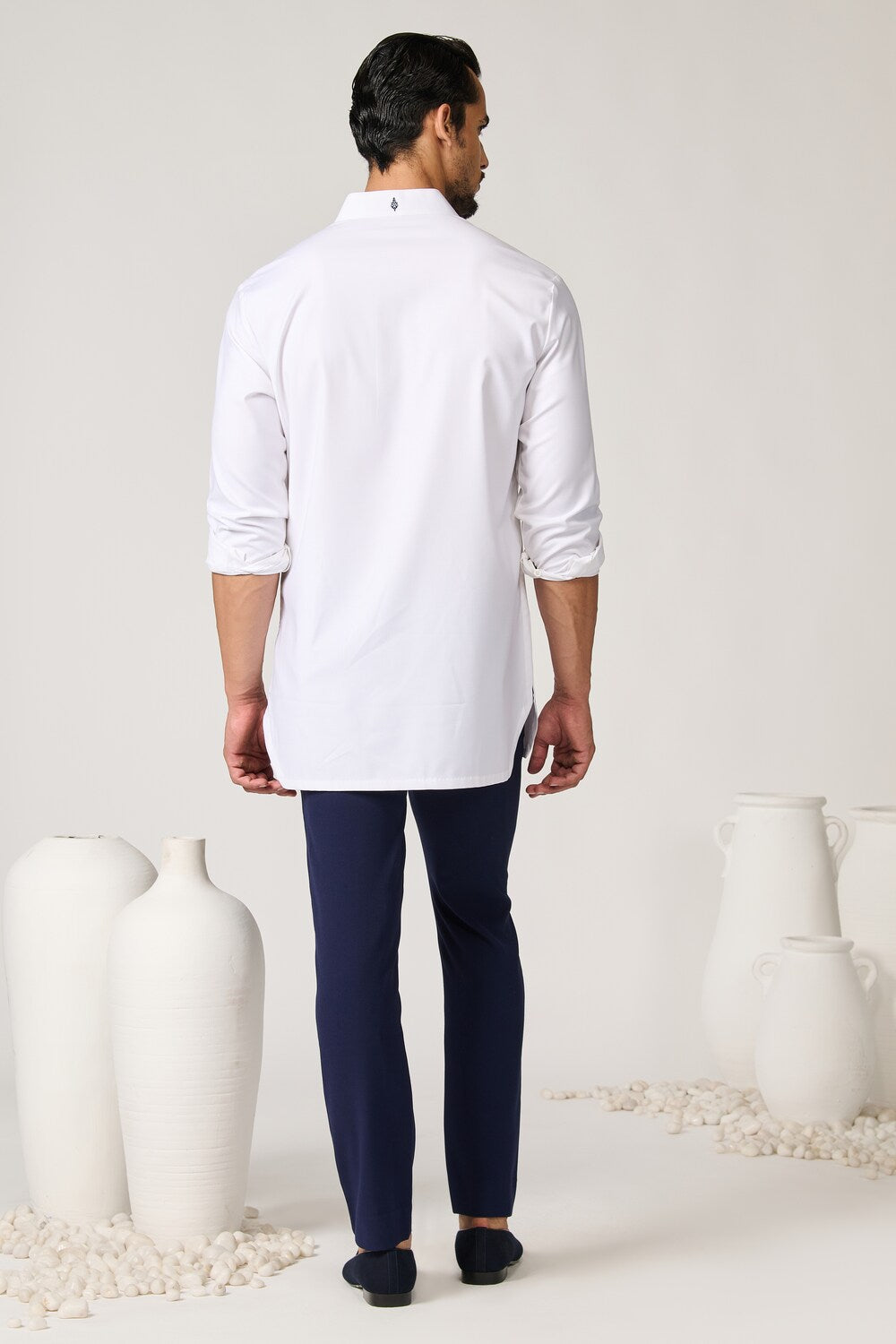 Off white Tape-Detail Classic Kurta