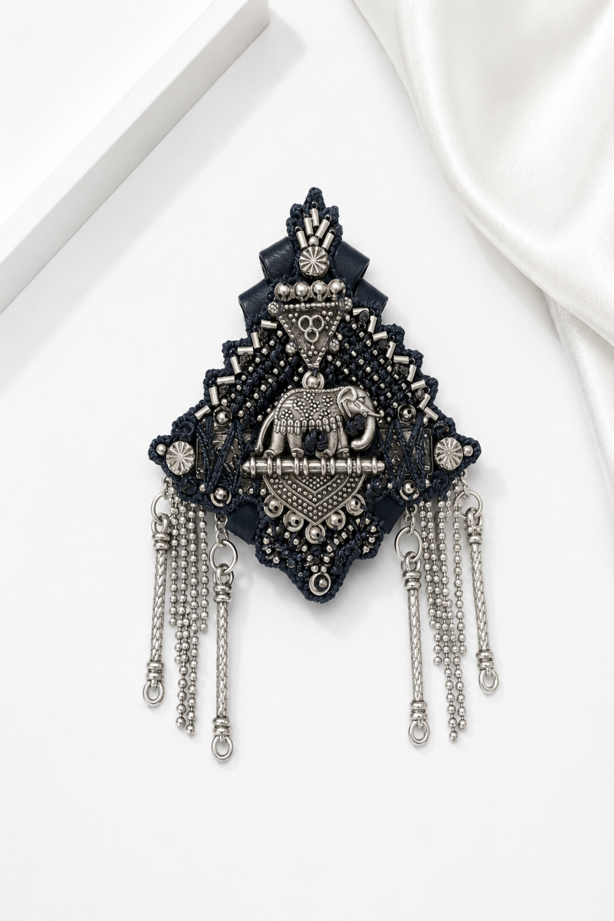 Midnight Blue Elephant Embellished Statement Brooch