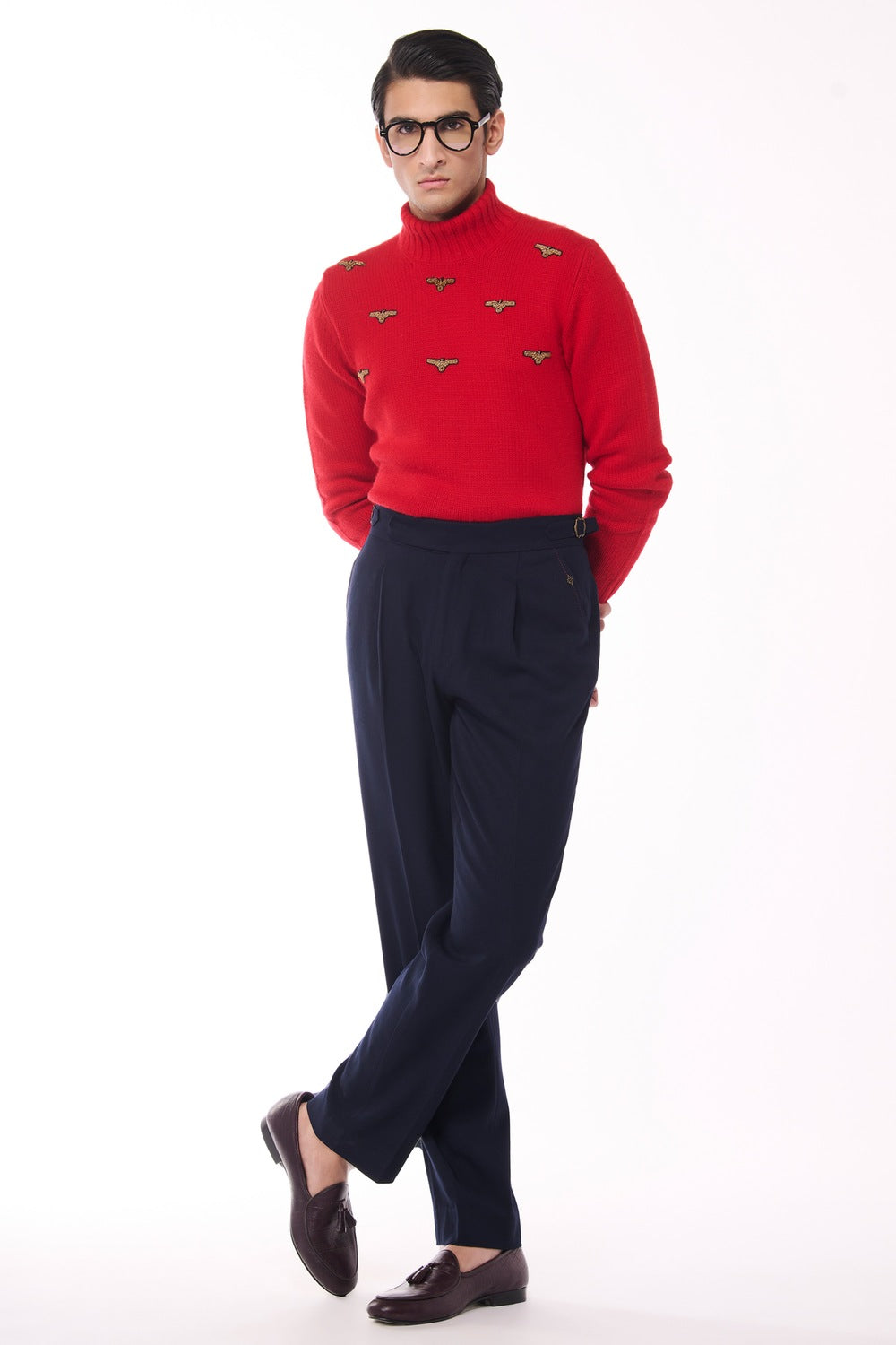 Red Cashmere High Neck Sweater